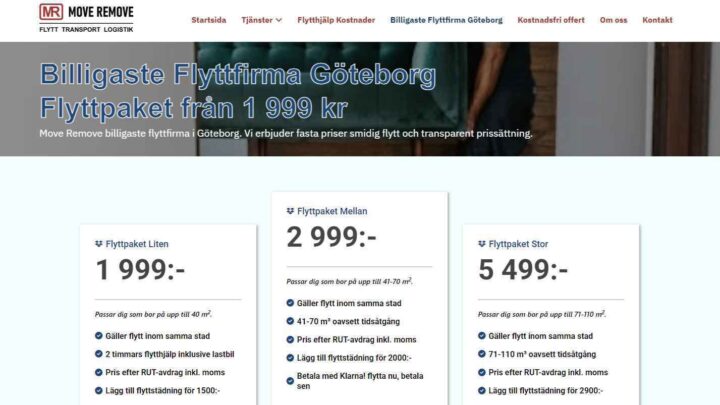 Hemsida, logotyp och grafisk design för flyttfirma – Move Remove