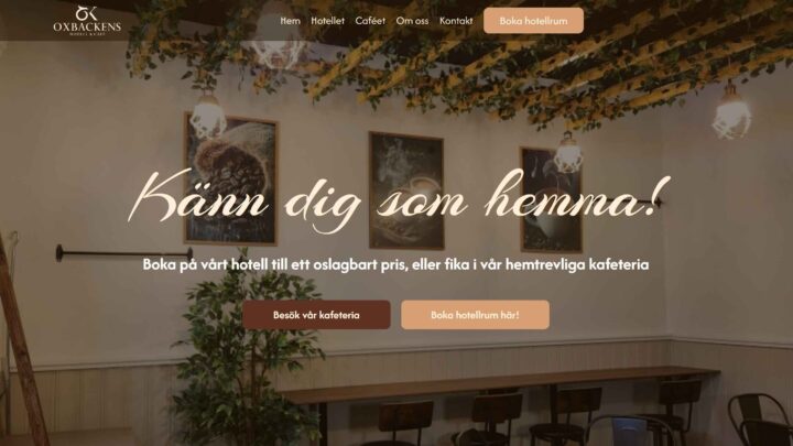 Hemsida med hotellbokningssystem – så byggde vi en komplett lösning för Oxbackens Hotell & Café
