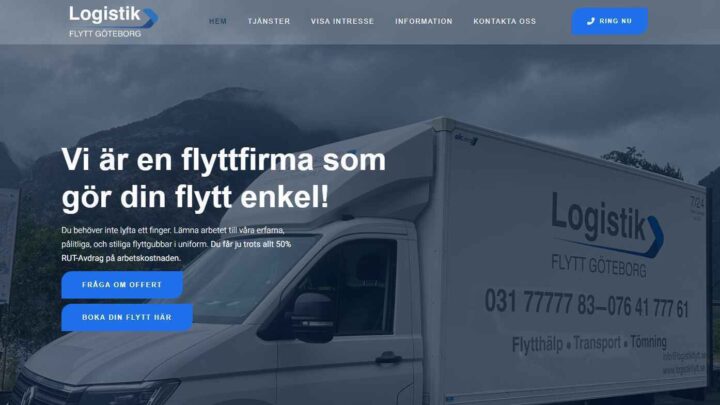 Hemsida och serviceavtal för flyttfirma – Logistik Flytt