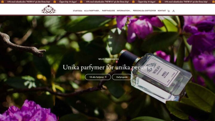 Webshop för Wilio Fragrances – professionell hemsida redo att sälja online
